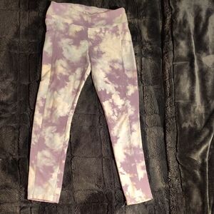 Kids Tie-Dye Purple & White Leggings